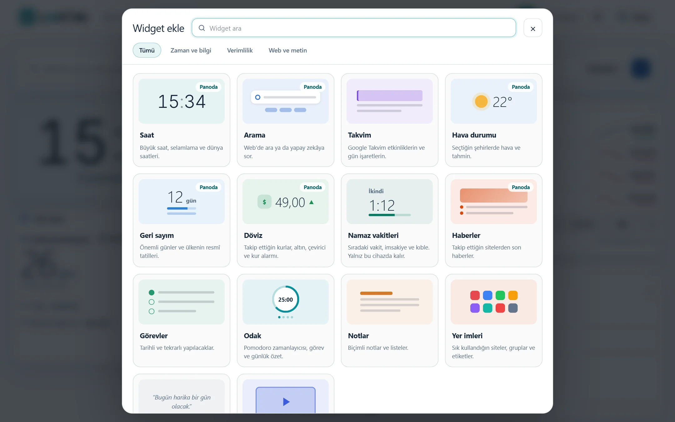 LookTab widget galerisi
